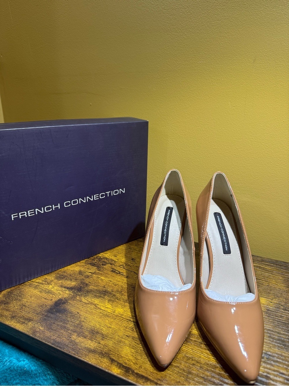 French Connection Nude Patent Pointed-Toe Pumps Heels New in Box